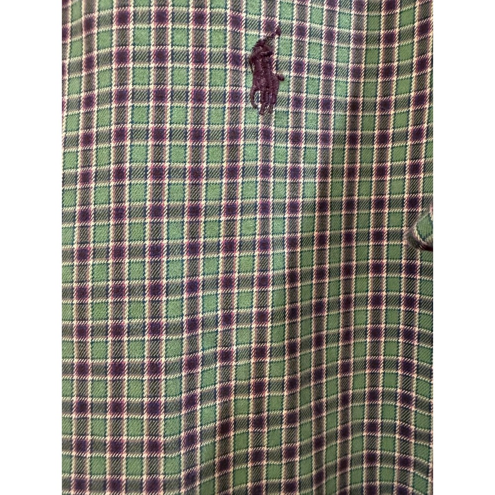 Ralph Lauren Classic Fit Burgundy Green Plaid Button Down Size Medium - Picture 5 of 6